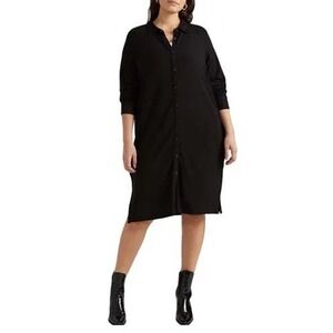 Universal Standard Sally Shirt Dress Sz 14/16 Navy Blue Button Front Jersey Knit